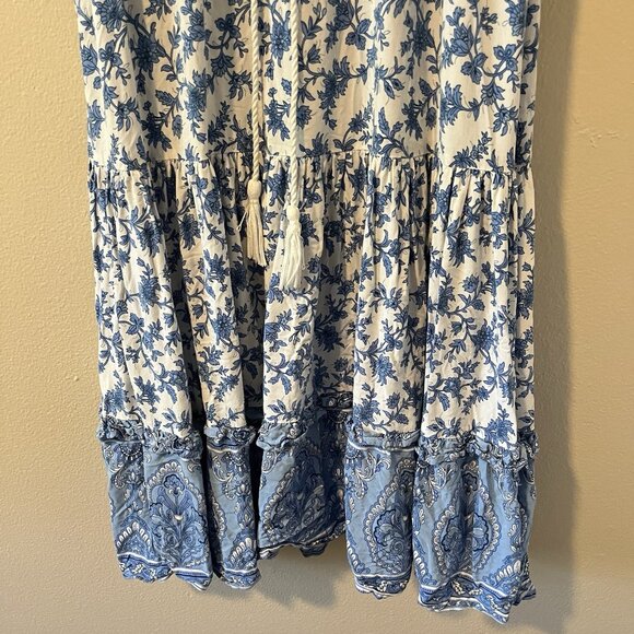 R. Vivimos dress Floral Boho Midi Cottagecore Milkmaid Peasant S Blue Peasant - Picture 8 of 9
